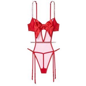 Wicked Unlined Balconette Satin Bow Teddy from Victoria’s Secret SMALL